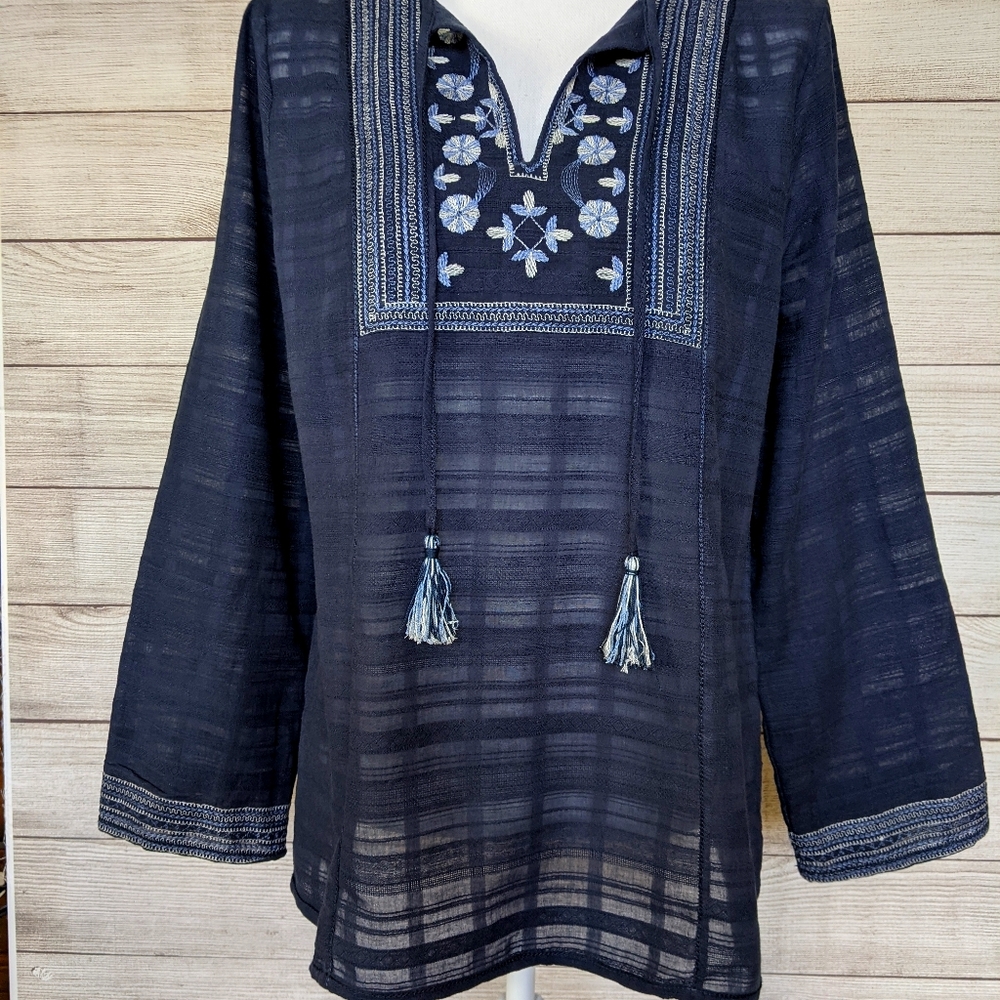 Max Studio blue size med. tunic, peasant, boho top
